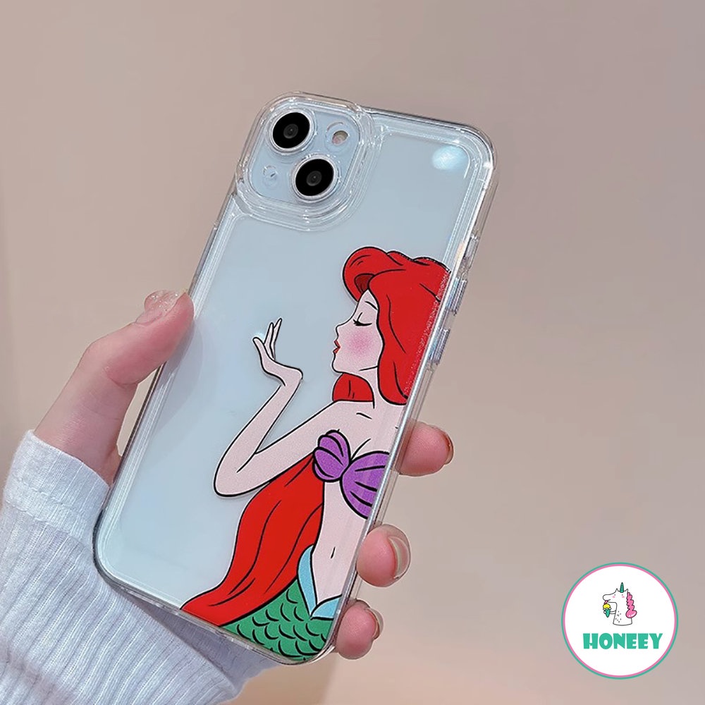 IPHONE Casing Ponsel Lucu Kartun Putri Bening Untuk Iphone11 12 13 14 Pro Max XR Xs7 8Plus Mermaid Yang Indah Lembut Anti-drop Back Cover