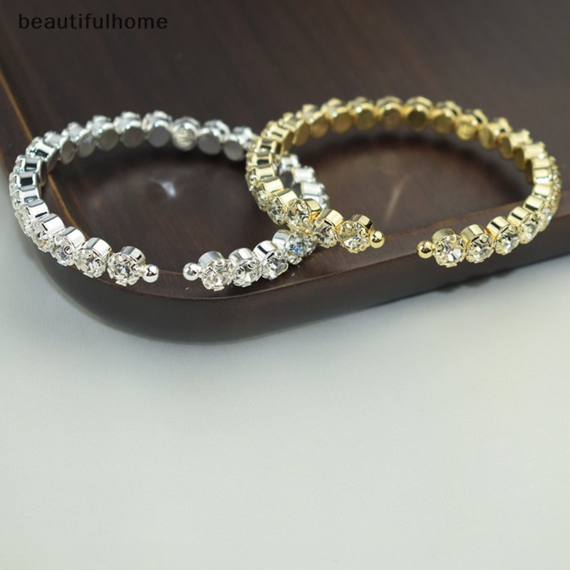 {beautifulhome} Kristal Mutiara Gelang Wanita Berlian Imitasi Multi-layer Adjustable Bangles Manset Berlapis Emas Perak Pesona Gelang Perhiasan Hadiah.