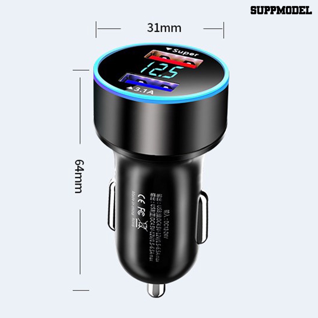 [SM] Charger Mobil Output Stabil Efisiensi Tinggi12 /24V Universal Aplikasi Lebar Flame-retardant Mobile Phone Charging Tahan Panas 2-port Car Charger Socket Aksesori Mobil