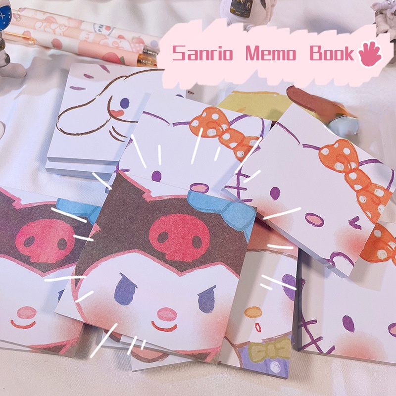 Stiker Sanrio Kartun Lucu/Memo Pad Kantor Persegi Mini/Nota Pesan Siswa Portabel Notebook/Ins Angin Keindahan Tinggi Tangan Buku Bahan Memo Kertas