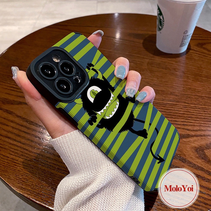 IPHONE Case Monster Kecil Lucu Gaya Korea Kompatibel Untuk Iphone7 8 Plus11 12 13 14 Pro MAX 7Plus XR X XS MAX Lovely Monster University Tekstur Kulit Shockproof Cover