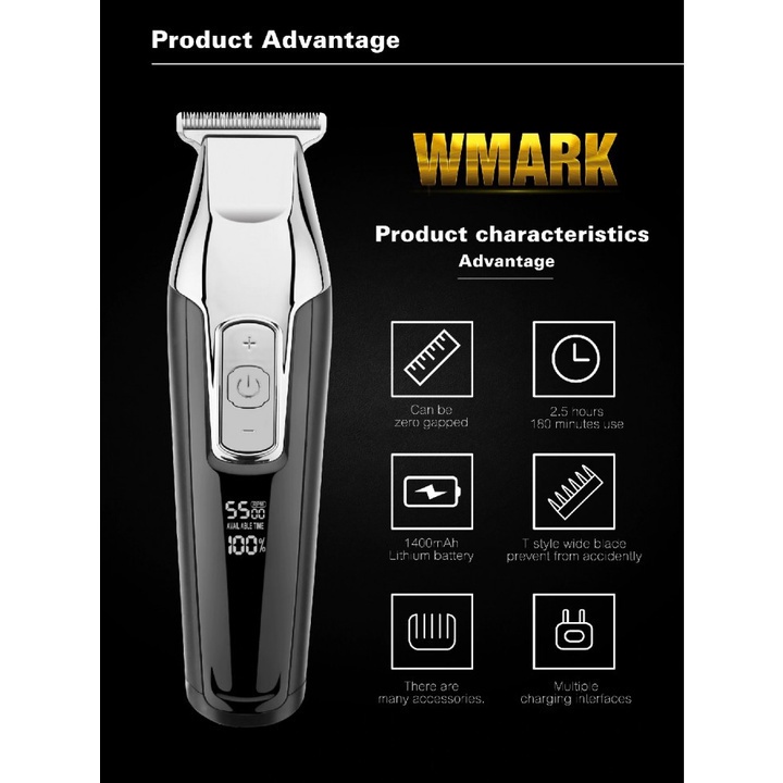 22 WMARK C24-HC011 - Professional Rechargeable Hair Clipper Trimmer
