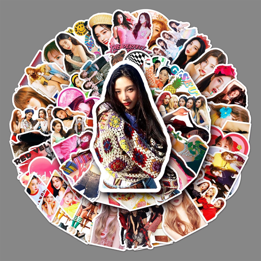 50pcs/set IU TWICE MAMAMOO Beludru Merah Stiker Foto Laptop Ponsel Bagasi Redvelvet DIY Dekorasi Paster