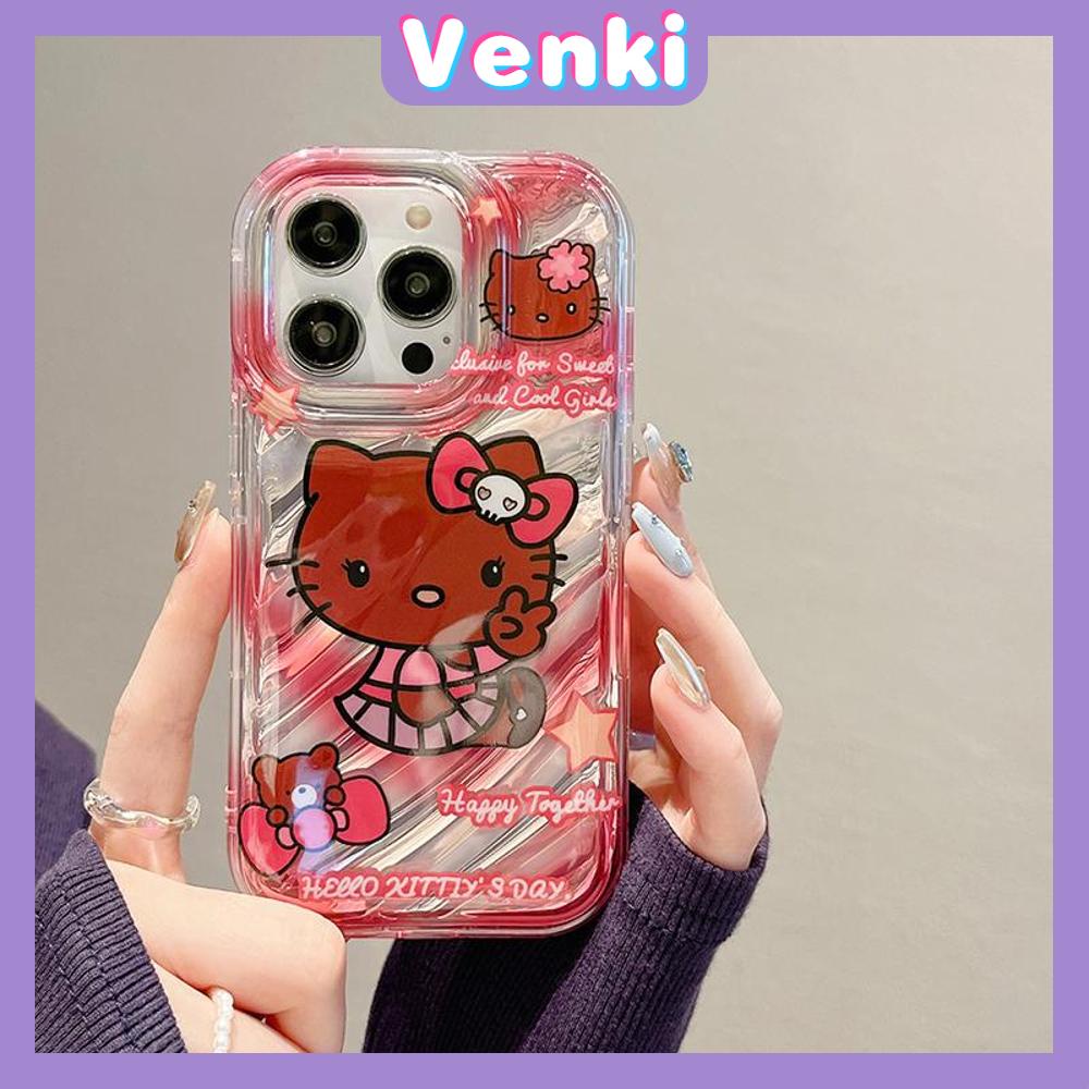 VENKI - Untuk iPhone 11 iPhone Case Laser Reflektif Bening Phone Case TPU Soft Shockproof Airbag Case Cute Kartun Kucing Kompatibel dengan iPhone 14 Pro Max 13 Pro Max 12 Pro Max XR XS 7