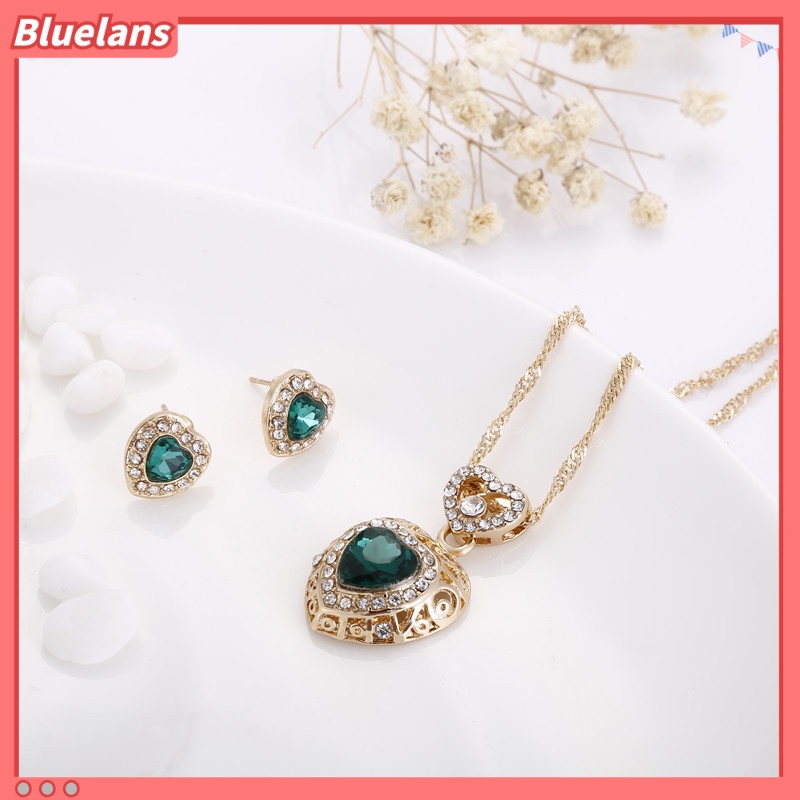 [BLS] Set Perhiasan Anting Kalung Kristal Perhiasan Wanita Grosir Perhiasan Berlian