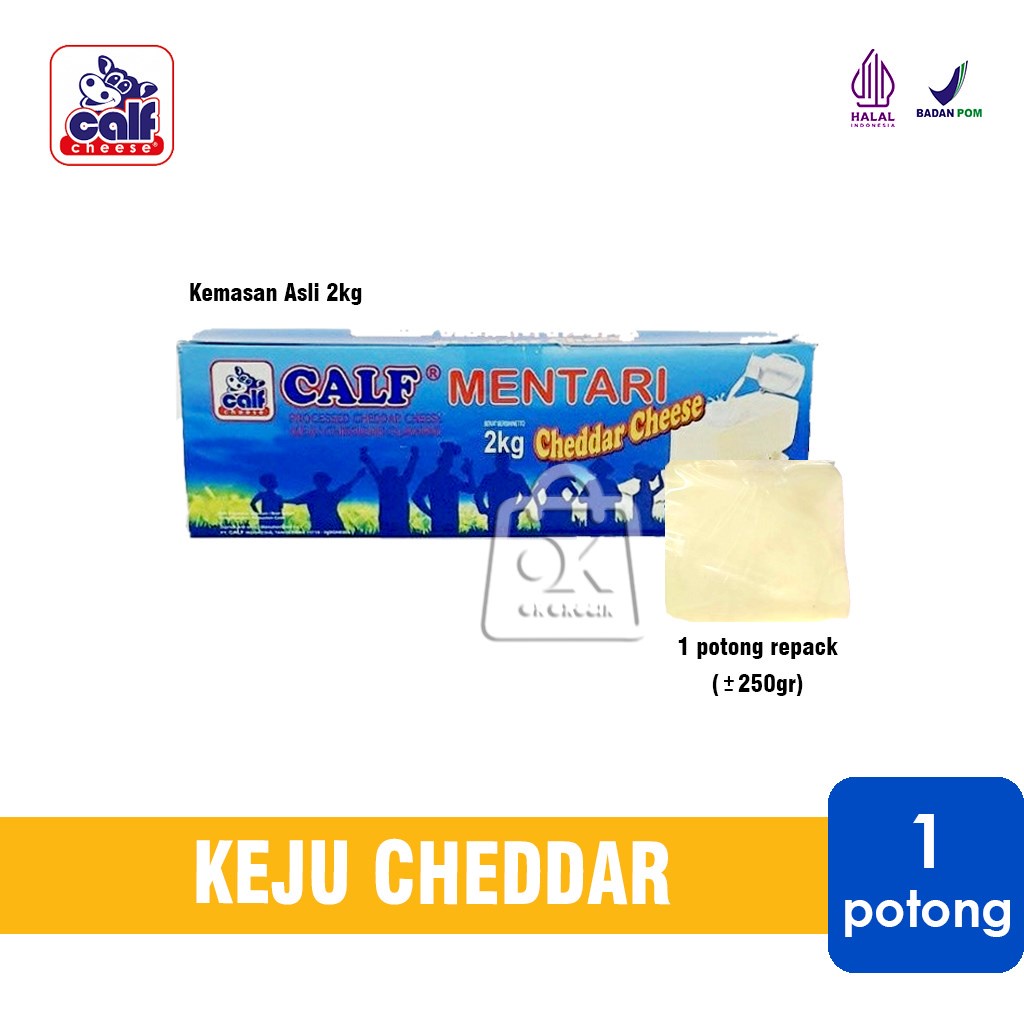 

Keju Mentari Calf / Keju Cheddar Calf (Repack 1 Potong)