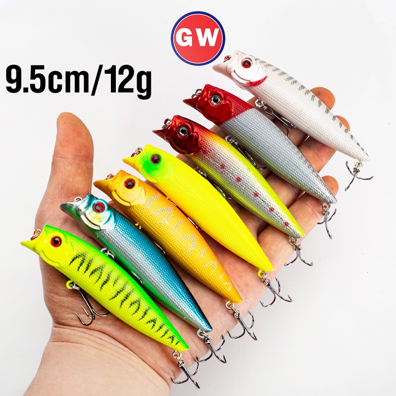 1pcs 10warna Floating Popper 3D Mata Umpan Keras Topwater Crankbaits Swimbaits Untuk Memancing Ikan Trout Bass Tengger