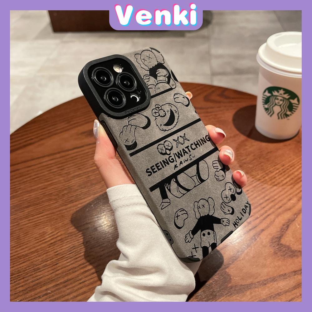 VENKI - Untuk iPhone 11 Case Leather Pupil Suede Case Soft Shockproof Phone Case Perlindungan Kamera Kartun Klasik Kompatibel dengan iPhone 14 13 Pro max 12 Pro max xr xs 7Plus 8Plus