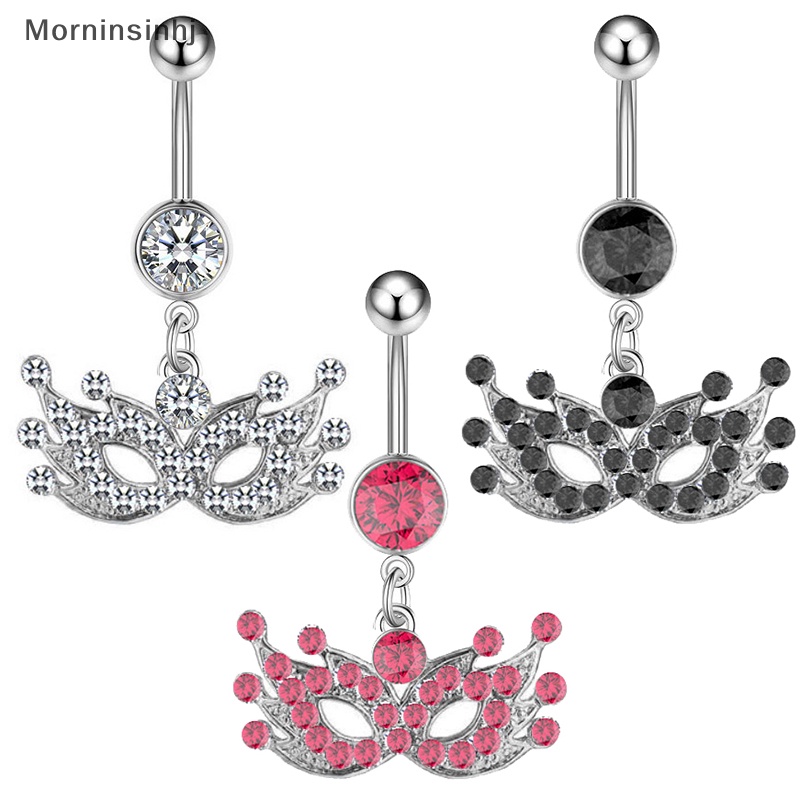 Mornin Belly Button Rings Colorful Flowers Butterfly Star Menjuntai Navel Ring Wanita Anti Karat Tubuh Perut Tubuh Perhiasan id