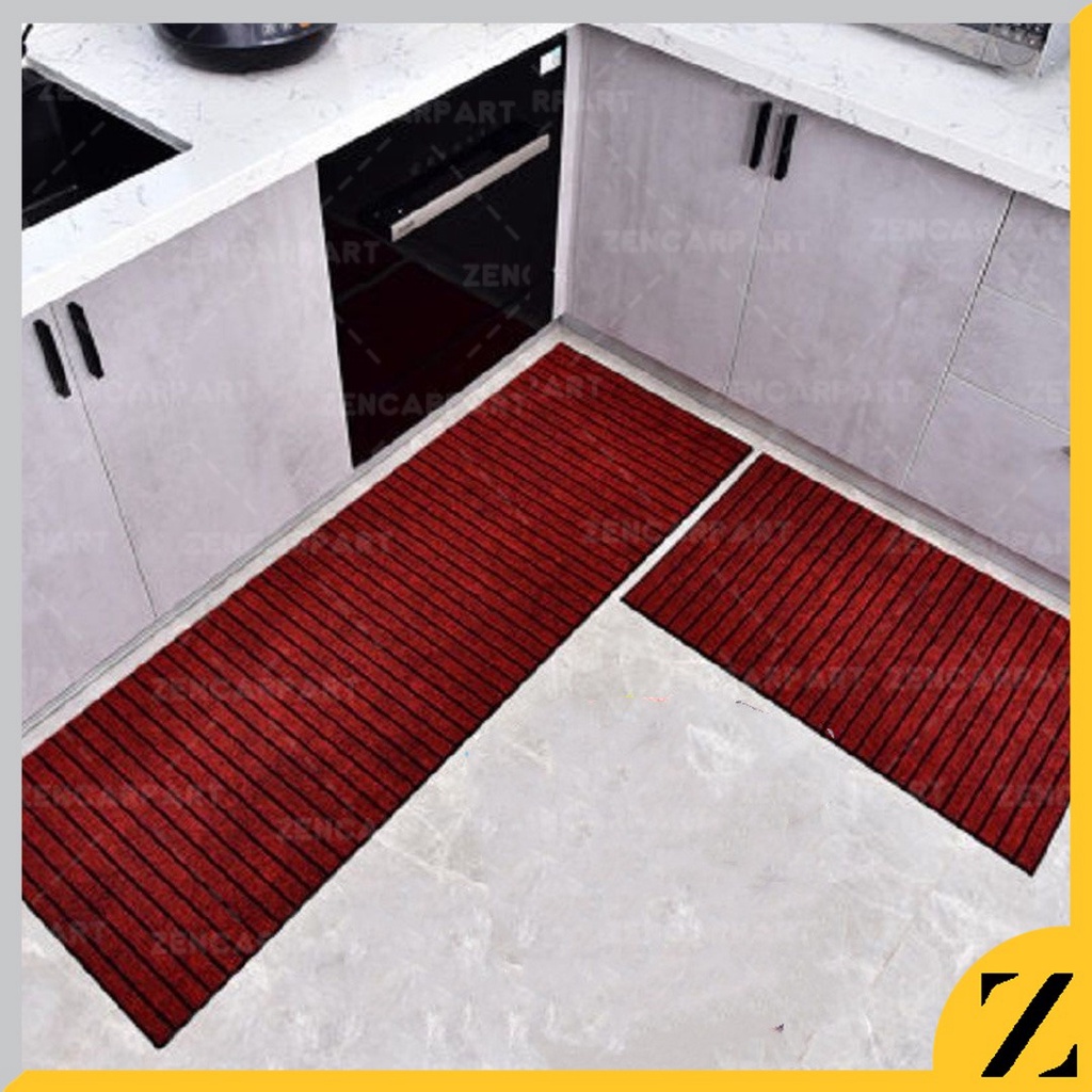 Keset Kaki Motif Garis Anti Slip Lantai Teras Kamar Mandi 40x60 TEBAL Karpet Stripe Salur Garis Lorong Dapur Wc Anti Licin