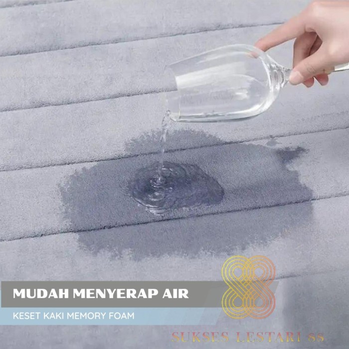 Keset Anti Slip Kamar Mandi Memory Foam Serap Air