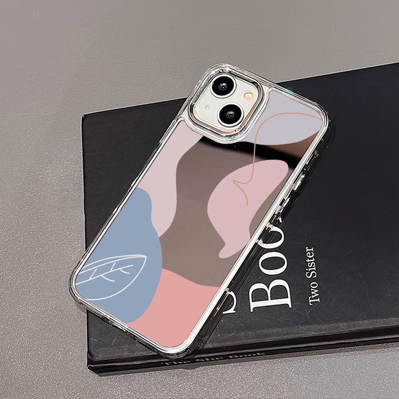 IPHONE Cairan Graffiti Mirror Phone Case Kompatibel Untuk Iphone11 12 13 14 12Pro 13Pro 14Pro Pro Max XR X XS Max Electroplating Tombol Perlindungan Mirror Cover