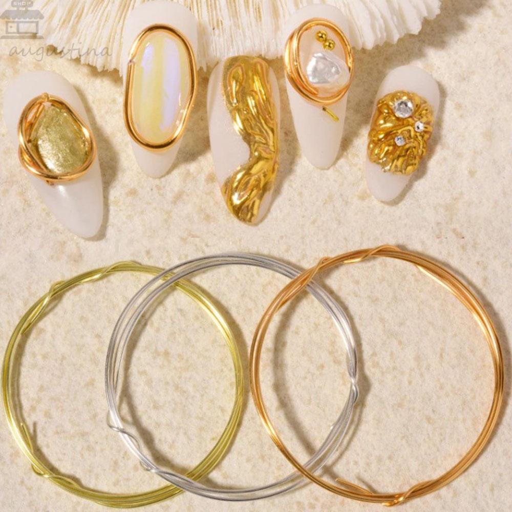 AUGUSTINA Kawat Tembaga Agustina Perhiasan Charms Perak Rose Gold Antioksidan Tebal Copper Wire Nail Art Dekorasi