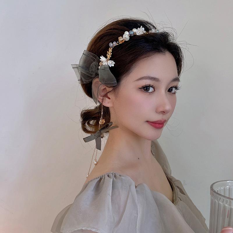 Mutiara Bunga Rumbai Bando Fashion Paduan Rantai Rambut Band Aksesoris Rambut Wanita
