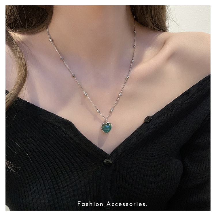 Kalung Cinta Thermochromic Korea Jepang Perempuan Musim Panas High-End Rantai Klavikula Niche Temperamen Lembut Semua-