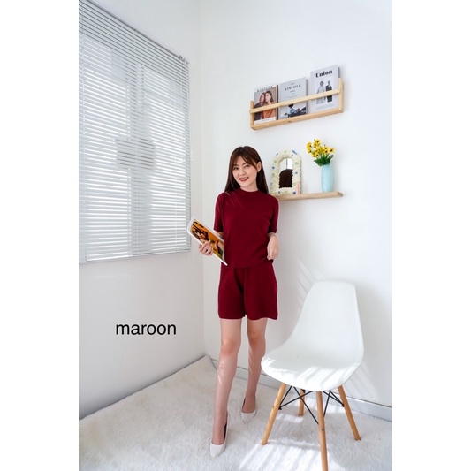 (CP01, B102) Atasan dan celana pendek high waist set (dijual terpisah)