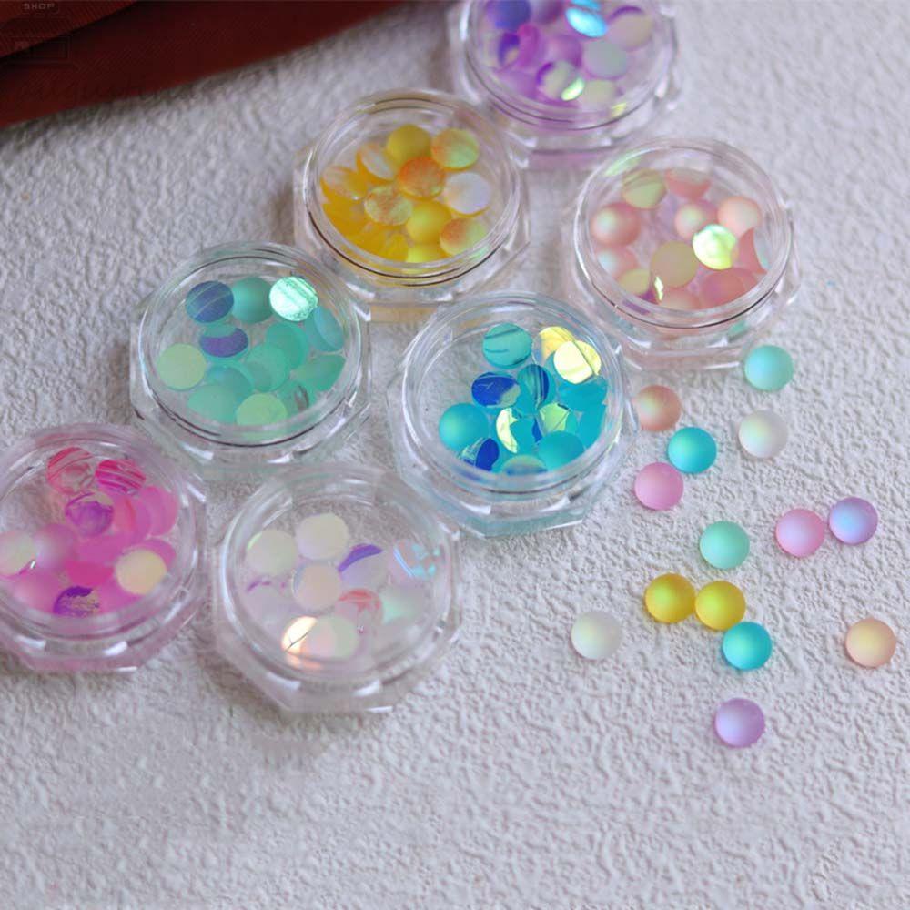 AUGUSTINA Agustinina Perhiasan Nail Art Resin Aurora Jepang Bentuk Bulat Flat Bottom Drill Mata Kucing DIY Ornamen