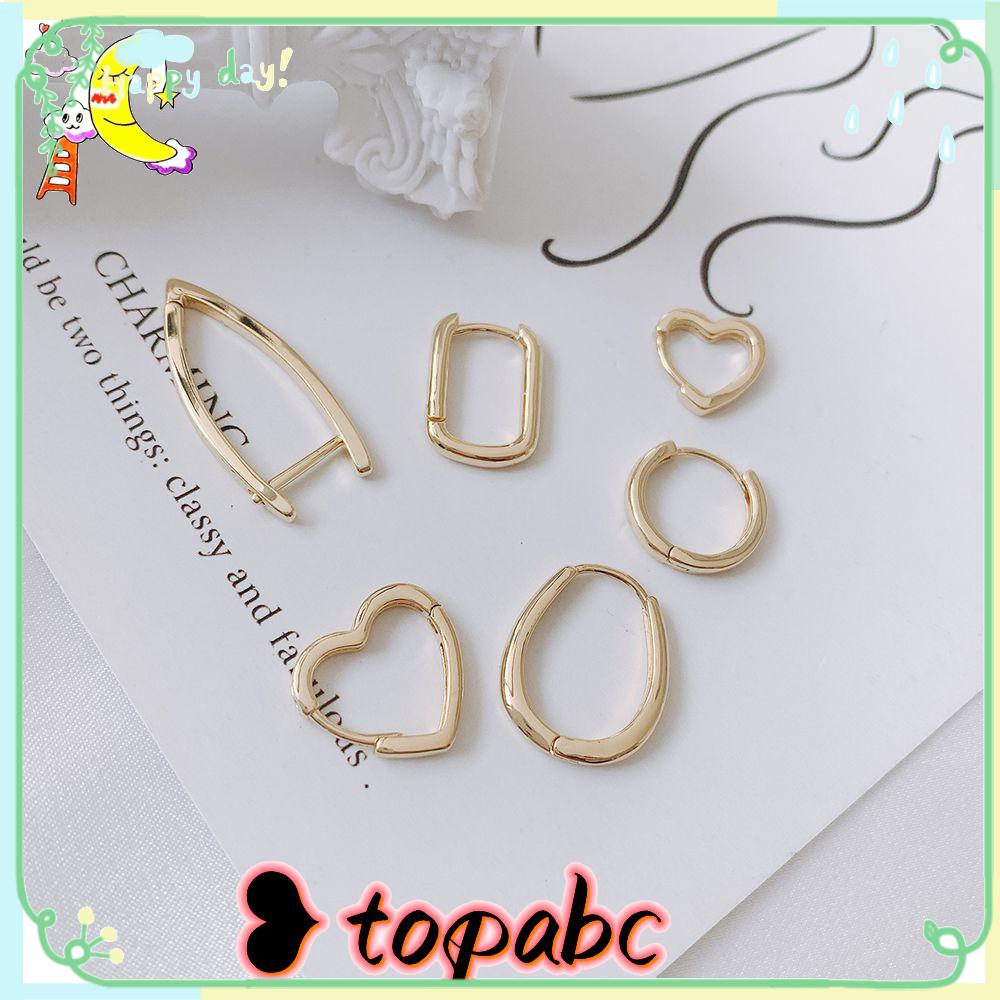 TOP Anting Hoop Geometris Wanita Gadis Perhiasan Indah Lingkaran Hati