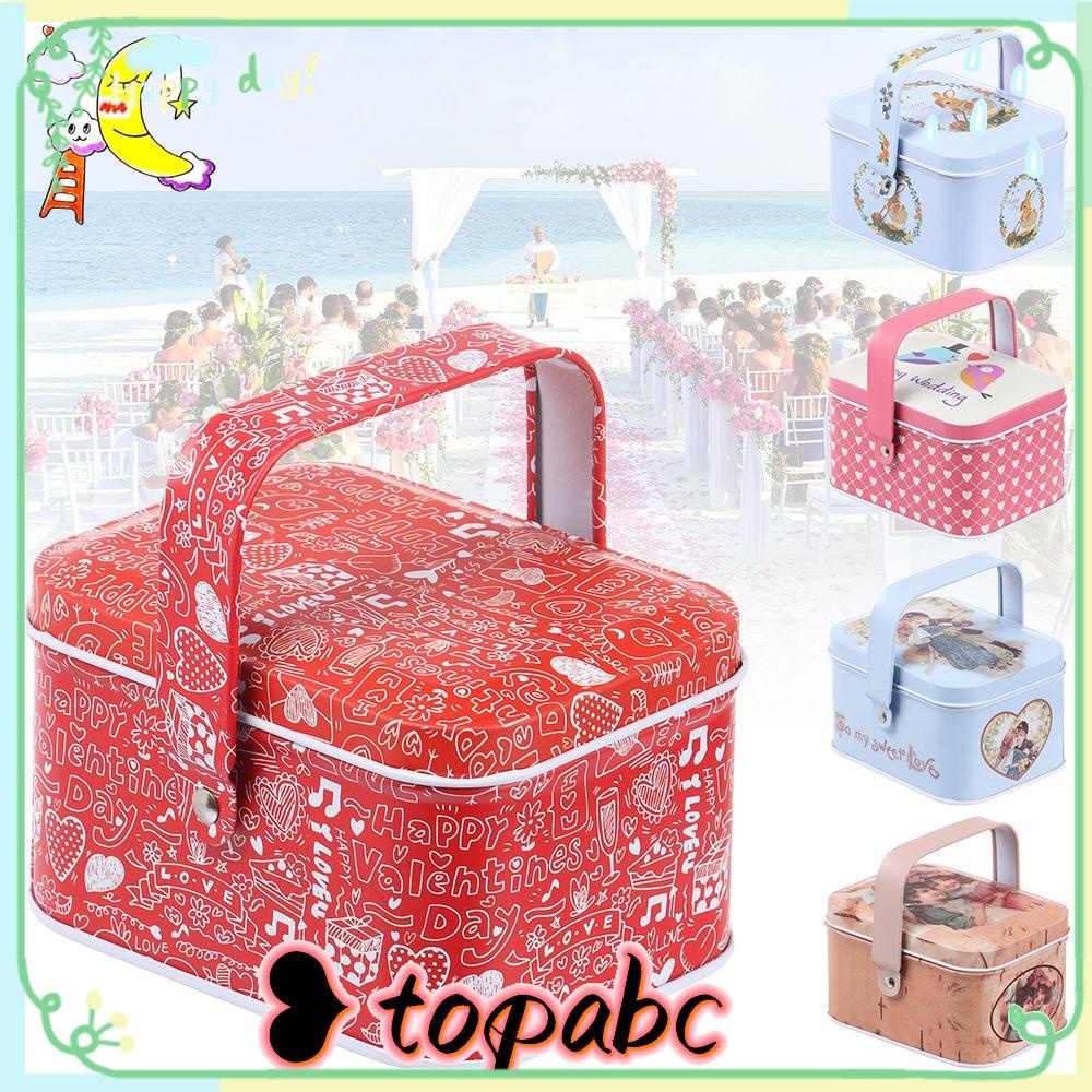 TOP Tinplate Box Gift Cookie Wrapping Dengan Tutup Vintage Hand-held Can