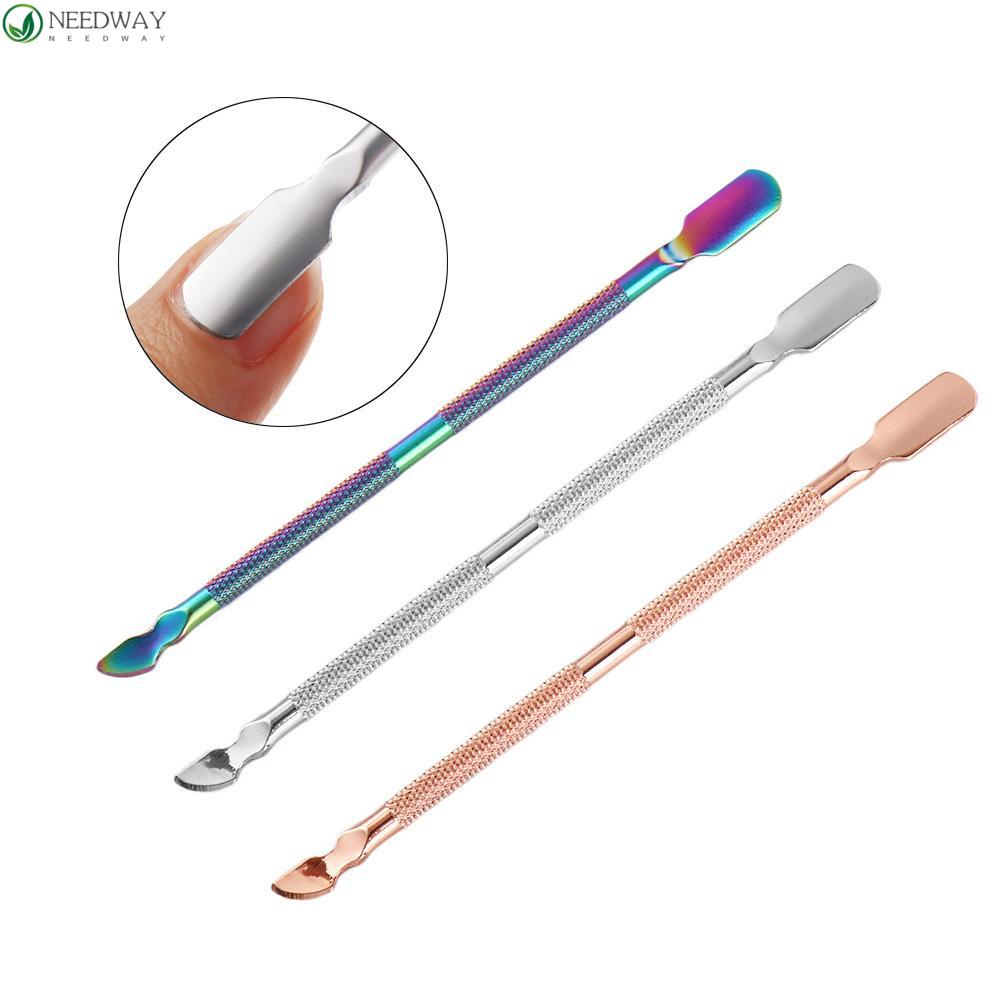 NEEDWAY Cuticle Pusher Double-ended Untuk Pedicure Manicure Alat Stainless Steel Nail Art Alat Penghilang Kulit Mati