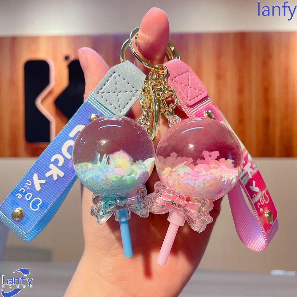 LANFY Gantungan Kunci Aksesoris Lucu Gantungan Kunci Pasir Hisap Snowflake Perhiasan Hadiah Acrylic Keychain