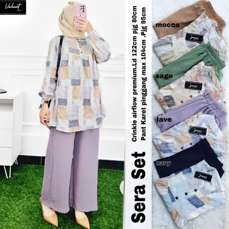 SERA SET Celana ORI VALENT | Ld122 Crinkle Airflow Premium