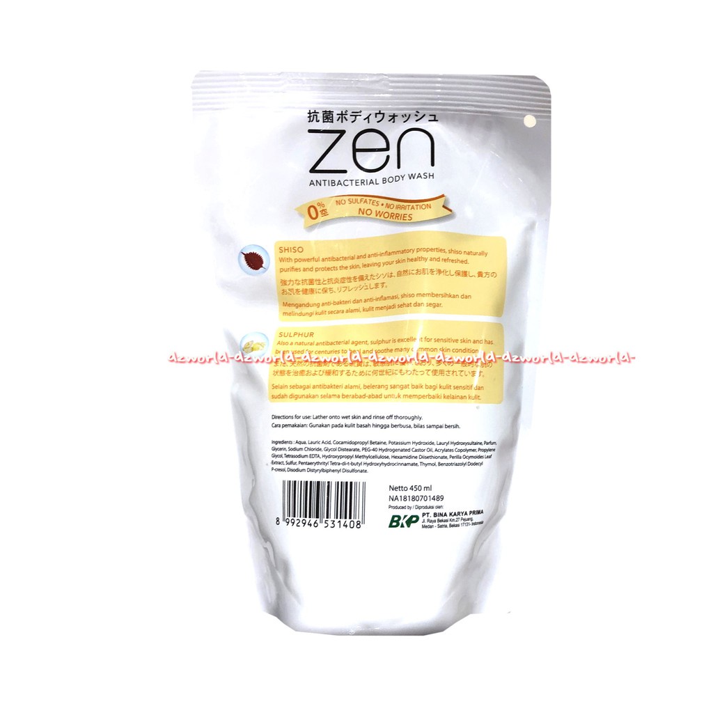 Zen Anti Bacterial 400ml Body Wash Sabun Mandi Cair Kemasan Refill  Zen Antibaccterial Liquid Soap Kemasan ISi Ulang