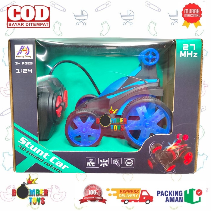 MAINAN ANAK MOBIL MOBILAN STUNT CAR PUTAR RC LAMPU 1:24 360 SERU