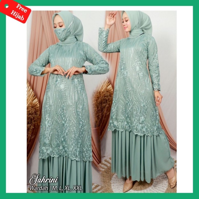 Promo COD Gamis Brukat Mix Ceruty - Gamis Brukat - Gamis Brukat Terbaru - Maroon, M