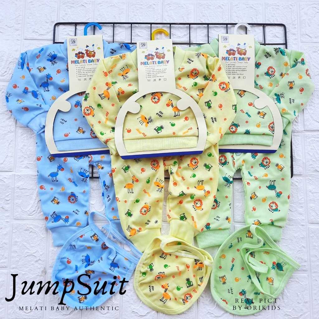 Jumpsuit Romper Bayi Baru lahir Cewek Cowok 1 SET Motif Warna Lembut Nyaman