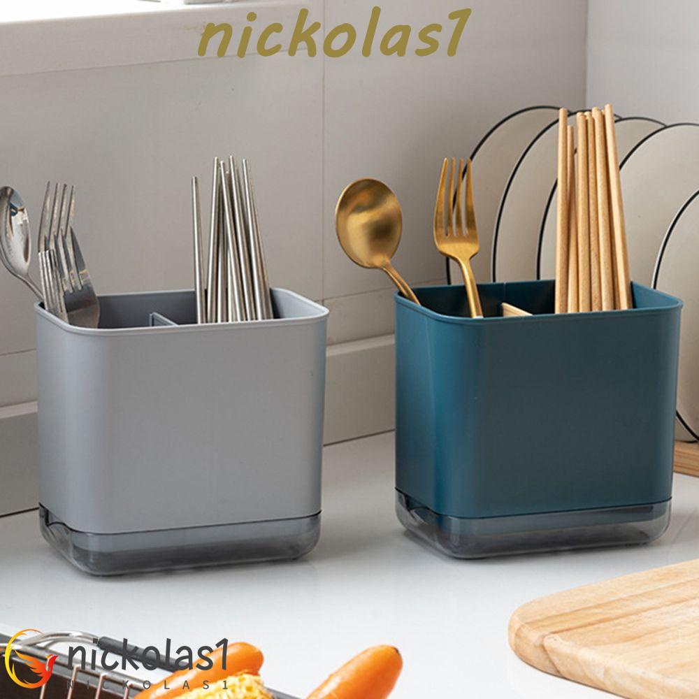 NICKOLAS1 Chopstick Drain Box Double Layer Tabung Sumpit Multifungsi Organisasi Keranjang Drainer Rak Sendok Garpu