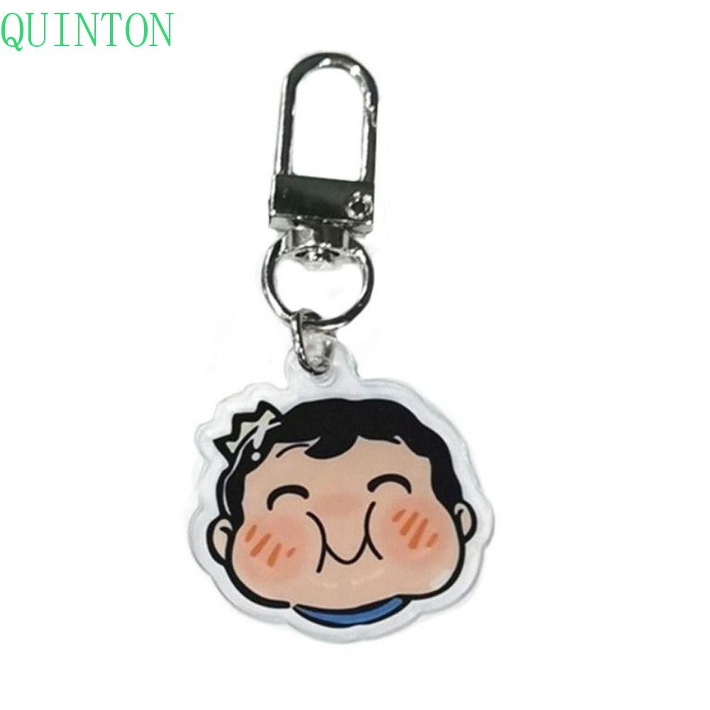 QUINTON Pangkat Raja Gantungan Kunci Pernak Pernik Double Layer Kartun Tempat Kunci Mobil Tokoh Anime Ornamen Dekorasi Gantung Handbag Liontin Akrilik Bojji Prince Keyring