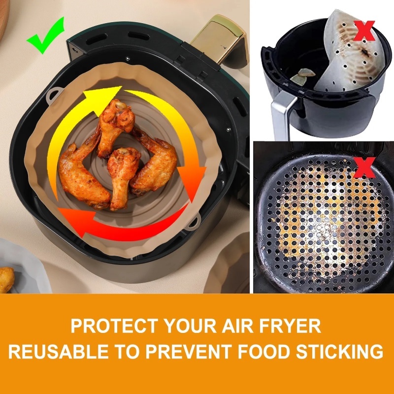 Reusable Non Stick Tray Baking Insulation Mat/Creative Air Frying Pan Food Grade Silica Gel Baking Pad/Alas Keranjang Ayam Goreng Oven Tahan Suhu Tinggi/