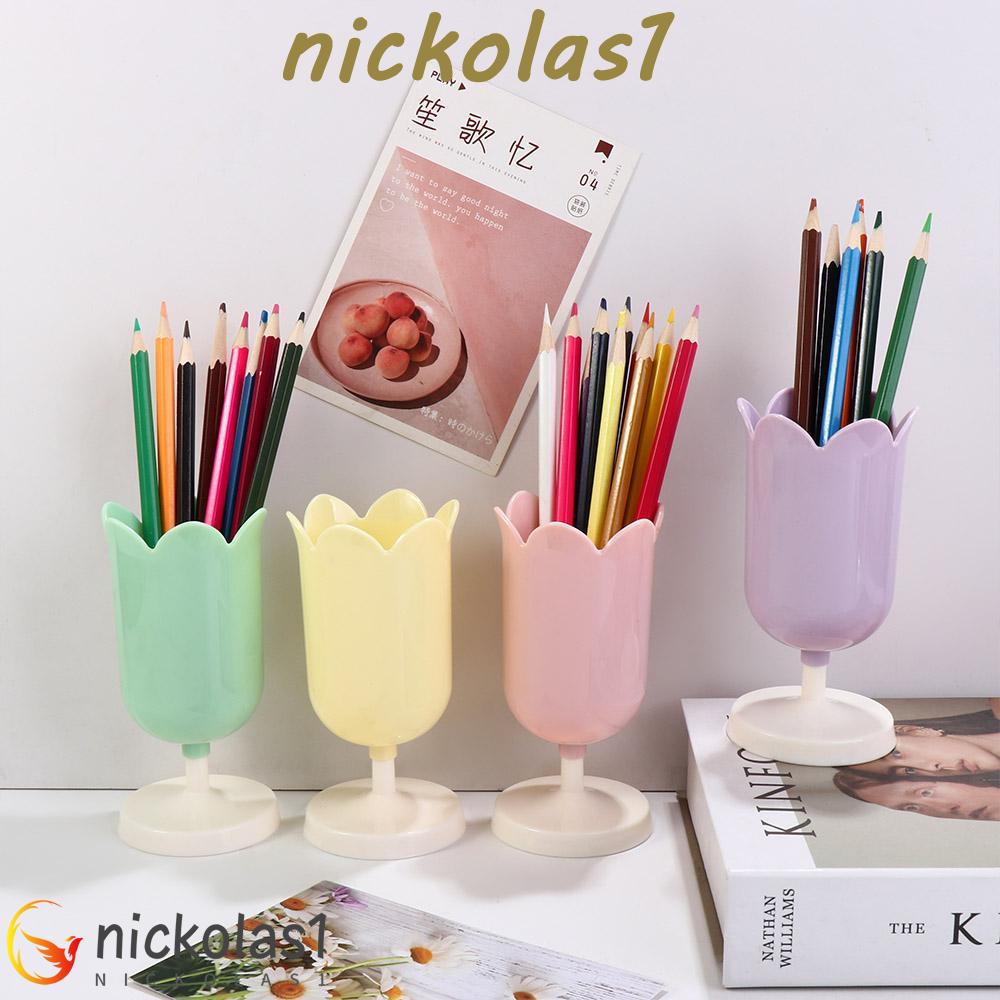 NICKOLAS1 Tulip Tempat Pulpen Kawaii|Kelopak Kosmetik Perlengkapan Kantor Sekolah Hadiah Gadis Makeup Brush Stationery Organizer