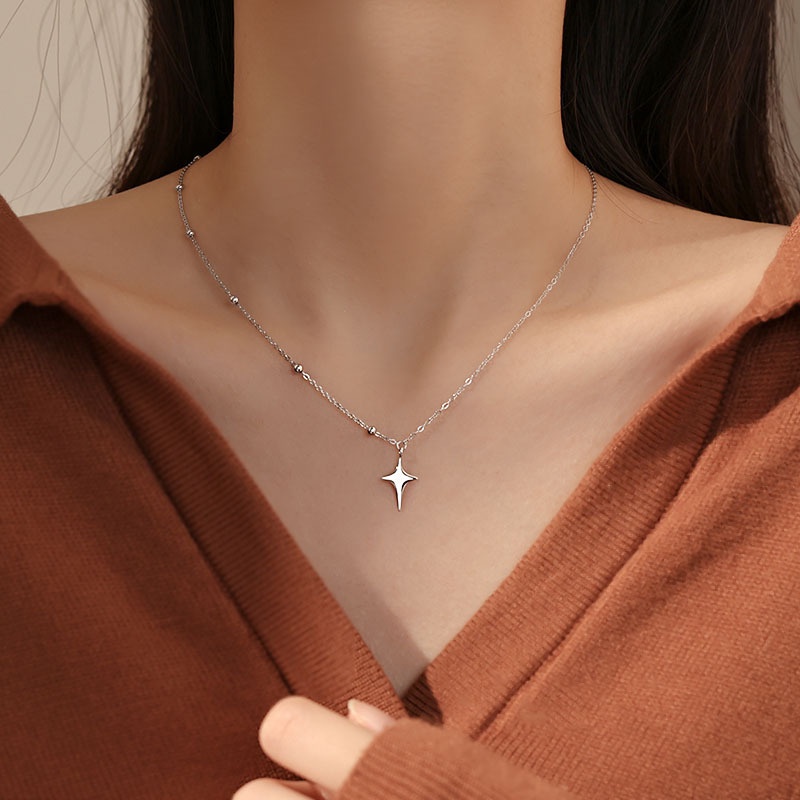 Elegant Cross Asterism Pendant Necklace/ Personality Asymmetry Alloy Clavicle Necklace/ Fashion Silver Splice Smooth Choker Jewelry