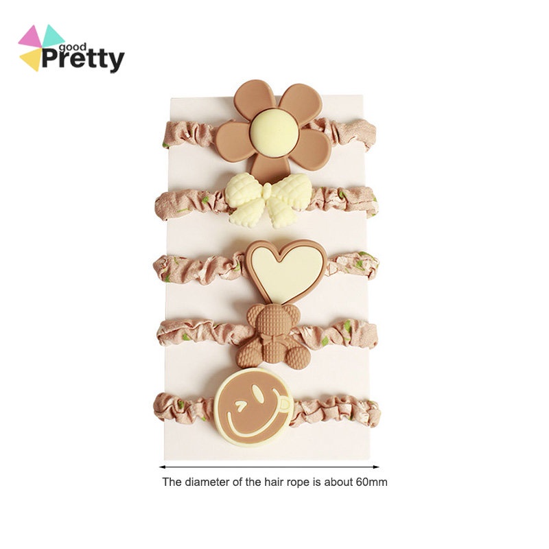 5pcs/1 set Karet rambut bulu,Ikat Rambut Korea Anak,Ikat Rambut Elastis