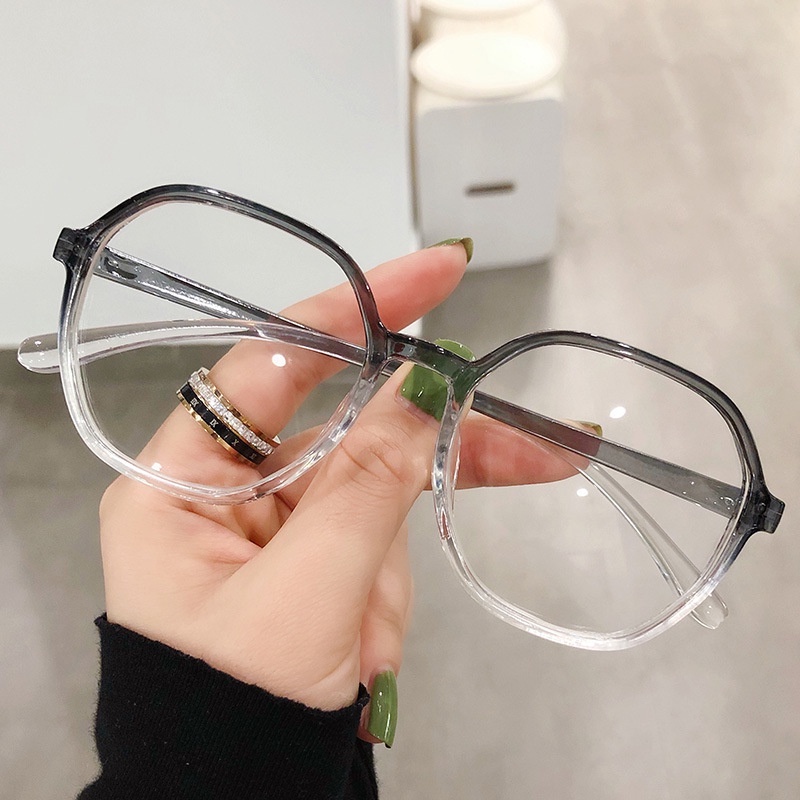 RADEYA Kacamata Terbaru Frame Bentuk Segi Enam Lensa Blue Light Anti Radiasi Korean Style-BENING ABU