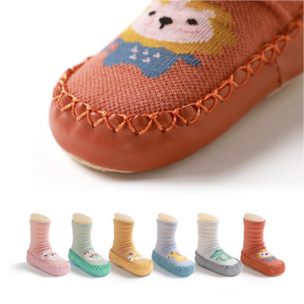 BRGUNIK Prewalker Bayi Motif Binatang Bahan Katun Baby Socks Shoes Sepatu Bayi Kaos Kaki Lantai Dengan Anti Slip KK081