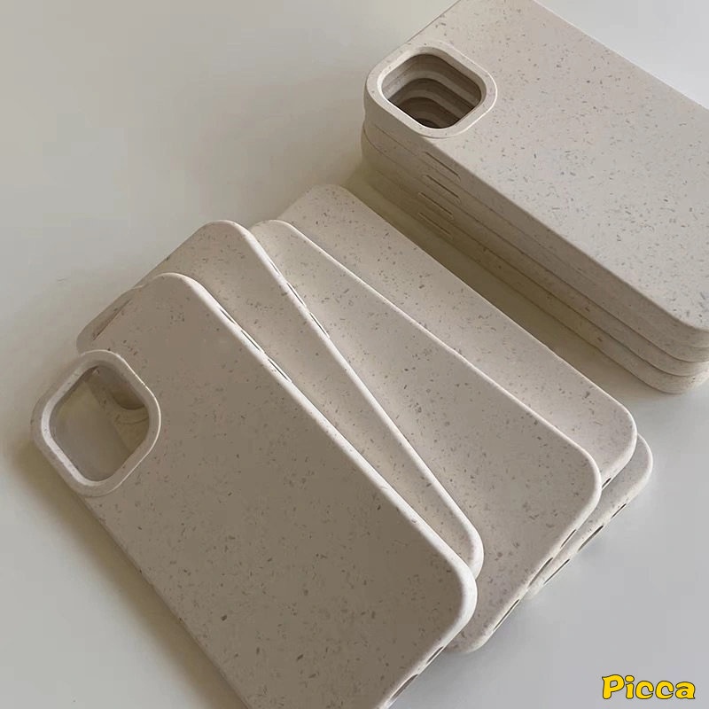 IPHONE Ins Mewah Casing Tekstur Jerami Kompatibel Untuk Iphone6 6S 7 8 Plus XR 11 14 13 12 Pro MAX X XS MAX 7Plus SE 2020warna Solid Sederhana Case Lembut Tpu Degradable Cover