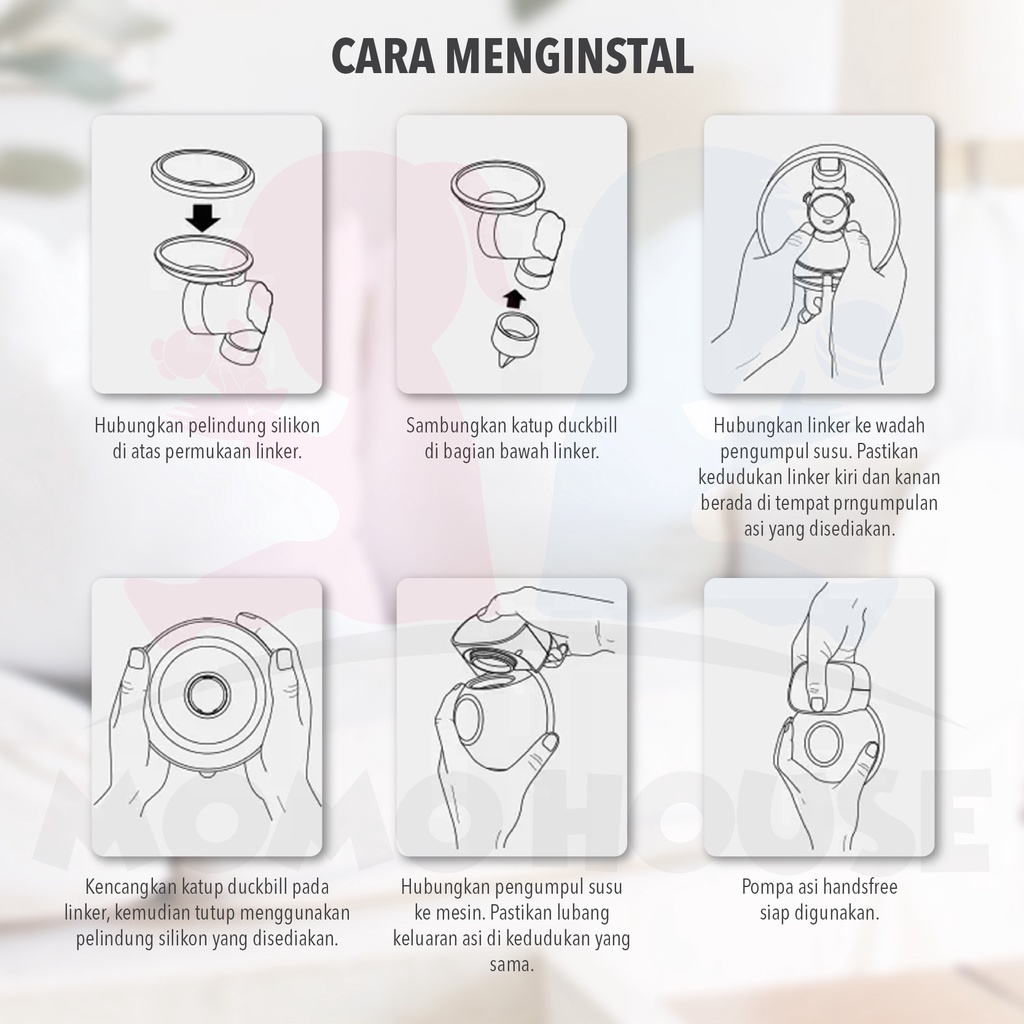 MOMO HOUSE pompa asi electric LED handfree wearable breast pump rechargeable pompa asi electric tanpa kabel pompa asi elektrik