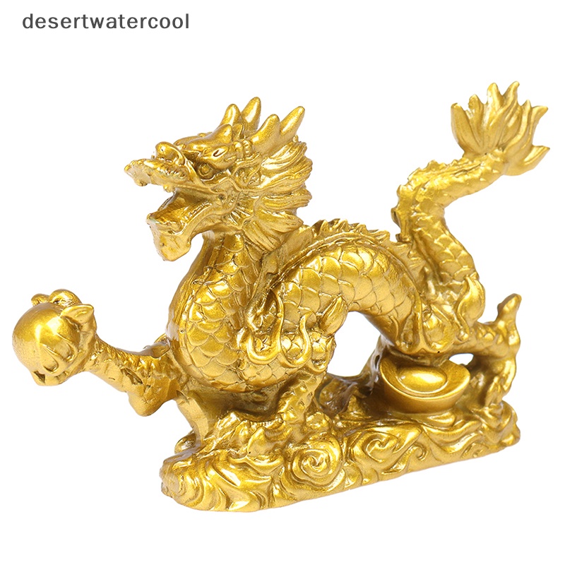 Deid Patung Dua Belas Shio Cina Emas Patung Naga Ornamen Hewan Perlengkapan Rumah Martijn