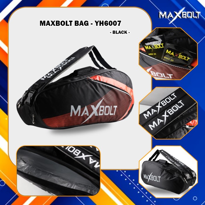 Tas Ransel Badminton Backpack Original MAXBOLT YH6007 YH 6007 BLACK