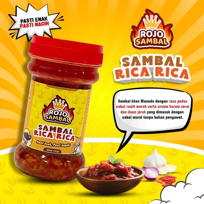 Sambal Rica Rica Khas Manado Rojo Sambel- Sambal Ijo - Sambal Bawang - Sambal Rica Rica - Nikmat Pedas