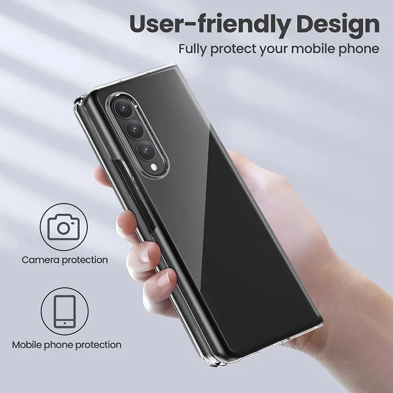 Casing Ponsel PC Transparan Kompatibel Untuk Samsung Galaxy Z Lipat5/Cover Pelindung Ponsel Lipat Untuk Z Lipat5/4/3 /2/Anti Jatuh Anti Noda Minyak Foldable PC Phone Protection Shell
