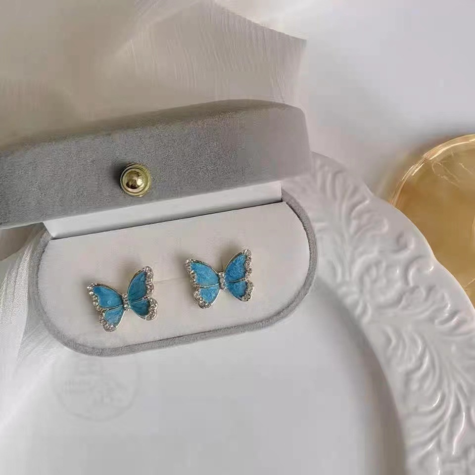 Desain Unik Anting Kupu-Kupu Biru Gadis Musim Panas Anting Indah Bermutu Tinggi2023Anting Sederhana Baru