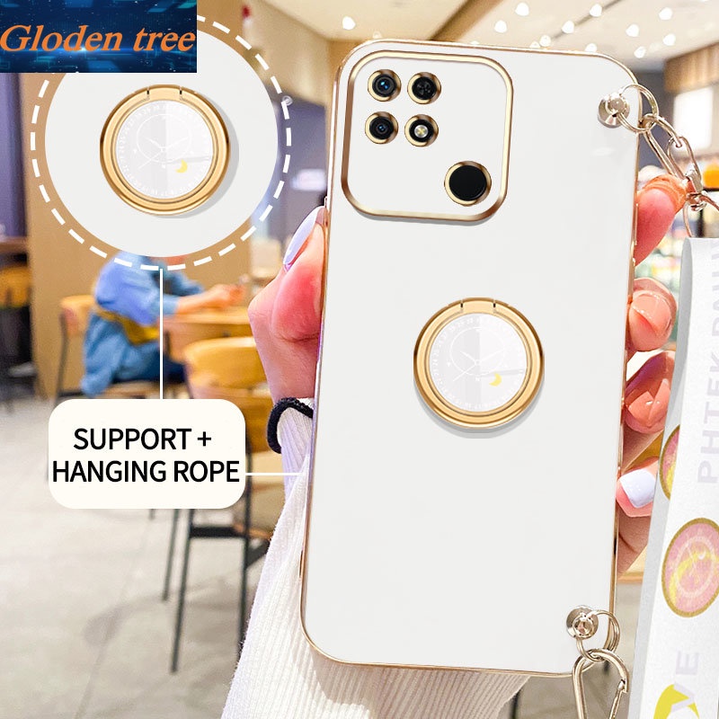 Gloden tree Phone Case Untuk Xiaomi POCO C40 POCO C3 C31 Redmi 10C 9C 10A Redmi 10power Original Casing Dengan Jam Standand Lanyard