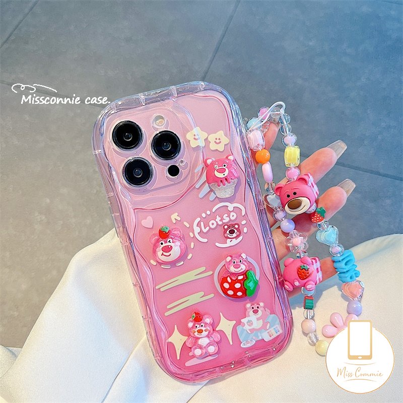 Untuk Samsung A14 A50 A52 A13 A04 A50s A12 A23 A32 A30s A10s A24 A03s A04s A21s A11 A31 A20 A52s A51 A02s A20s A03 A30 Kartun DIY 3D Boneka Strawberry Bear Cute Manyo Soft Glossy Case