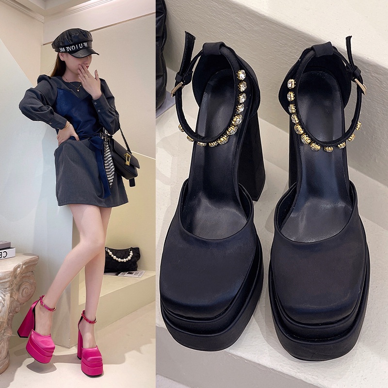 [J&amp;Y] [Joy&amp;Young] [JY] 1485 Sepatu Wanita Heels Hak 2218 PLATFORM SUPER TINGGI Heel 14 cm ELEGAN CANTIK Pesta Kerja Santai Keren Trend Casual Kualitas bagus Impor