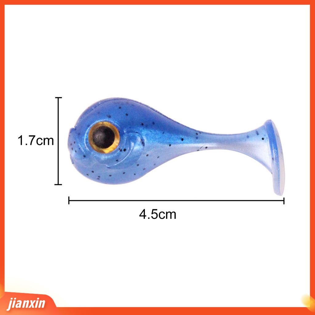 (In Stock) 10Pcs 4.5cm/3g Umpan Pancing Silikon Buatan Bicolor T-Tail Umpan Lembut Dengan Mata Memancing Aksesori