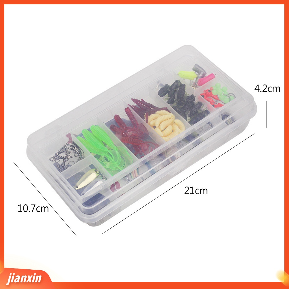 (In Stock) 101 Pcs Memancing Umpan Lembut Kait Buatan Ikan Umpan Aksesoris Kit Dengan Kotak